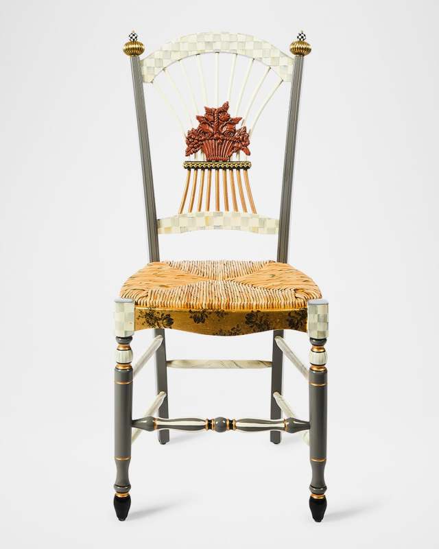 Sterling Check Flower Basket Side Chair